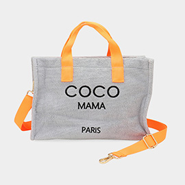 COCO MAMA Message Pointed Terry Small Tote Bag / Crossbody Bag