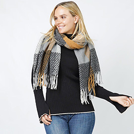 Plaid Oblong Scarf/Shawl