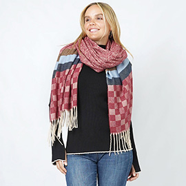 Check Oblong Scarf/Shawl