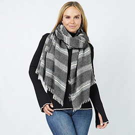 Stripe Woven Oblong Scarf/Shawl