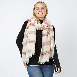 Stripe Woven Oblong Scarf/Shawl