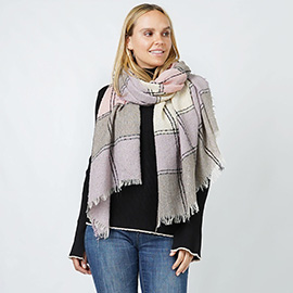 Plaid Slub Woven Oblong Scarf