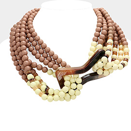 Abstract Acetate Pointed Chunky Beaded Multi Layered Statement Necklace