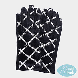 Fuzzy Plaid Smart Touch Gloves