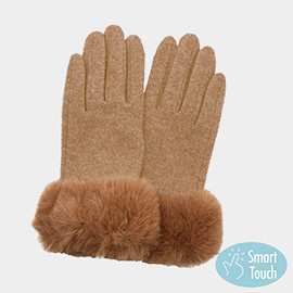 Fuzzy Fux Fur Collar Smart Touch Gloves