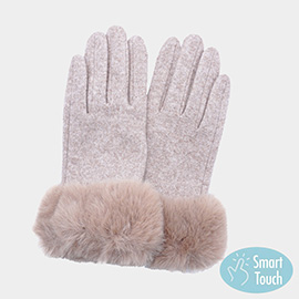 Fuzzy Fux Fur Collar Smart Touch Gloves