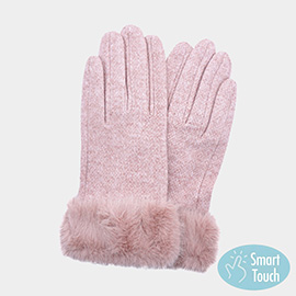 Fuzzy Fux Fur Collar Smart Touch Gloves