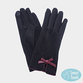 Bow Pointed Faux Suede Smart Touch Gloves