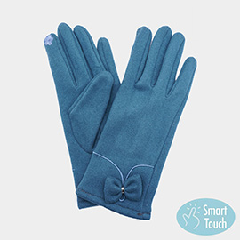 Bow Pointed Faux Suede Smart Touch Gloves