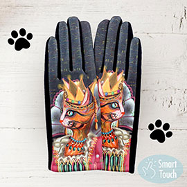 Cat Printed Smart Gloves