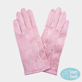 Cat Pointed Faux Suede Smart Touch Gloves