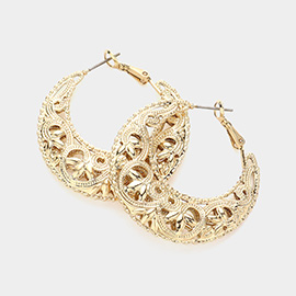 Metal Filigree Hoop Earrings