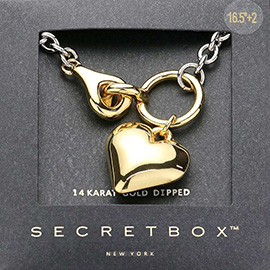 SECRET BOX_14K Gold Dipped Chunky Heart Pendant Necklace