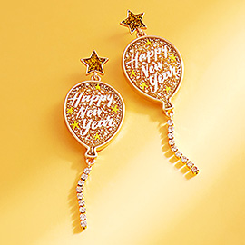 HAPPY NEW YEAR Message Balloon Dangle Earrings