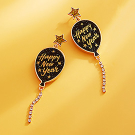 HAPPY NEW YEAR Message Balloon Dangle Earrings