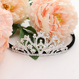 Rhinestone Paved Flower Pointed Princess Tiara