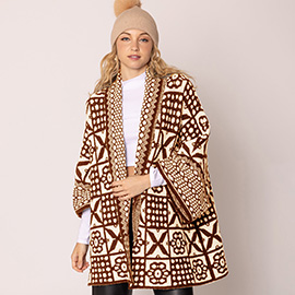 Tile Pattern Knit Cardigan