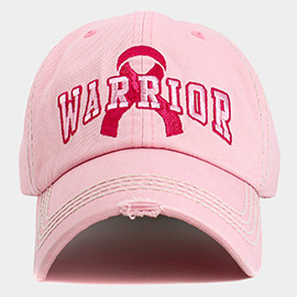 Pink Ribbon WARRIOR Embroidered Accented Vintage Baseball Cap