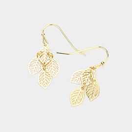 Metal Cutout Leaf Dangle Earrings