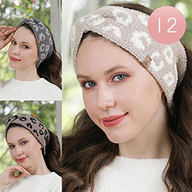 12PCS - Leopard Print Twist Knot Headbands