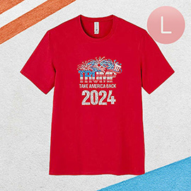 Bling Studded TRUMP 2024 Message Accented T-shirt