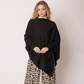 Solid Poncho with Sleeves