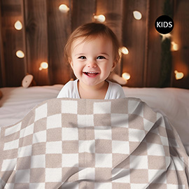 Reversible Checkered Patterned Kids Throw Blanket