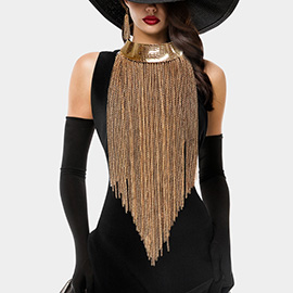 Oversized Metal Chain Fringe Statement Body Chain Necklace