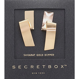 SECRET BOX_14K Gold Dipped Abstract Metal Plate Earrings