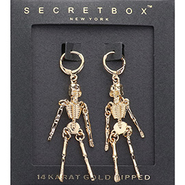 SECRET BOX_14K Gold Dipped Skeleton Dangle Earrings