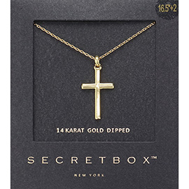 SECRET BOX_14K Gold Dipped Cross Pendant Necklace