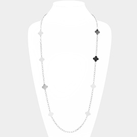 Metal Quatrefoil Pointed Station Long Necklace