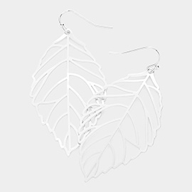 Metal Cutout Leaf Dangle Earrings