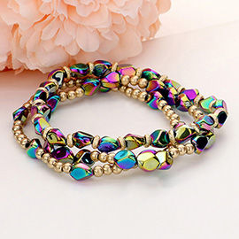 3PCS - Multi Beaded Stretch Layered Bracelets