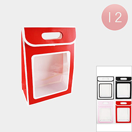 12PCS - Transparent Rectangular Flip Over Paper Gift Bags