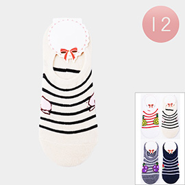 12Pairs - Fruit Printed Striped Socks