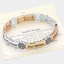 Lords Prayer Message Metal Stretch Bracelet