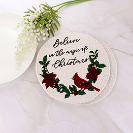 2PCS - Christmas Message Cardinal Printed Round Trivet