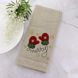 Merry Christmas Mittens Printed Kitchen Towel