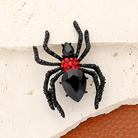 Stone Embellished Spider Pin Brooch