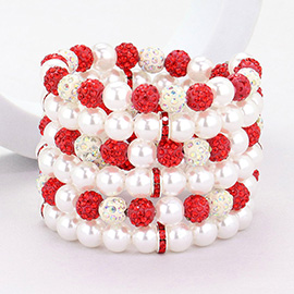 Pearl Shamballa Ball Beaded Adjustable Strand Bracelet