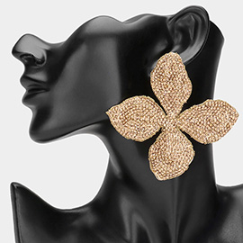 Oversized Bling Studded Flower Earrings