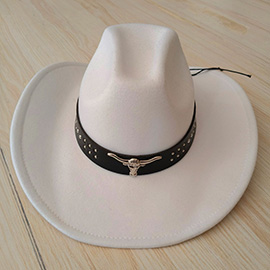 Steer Head Pointed Western Belt Pointed Cowboy Fedora Hat