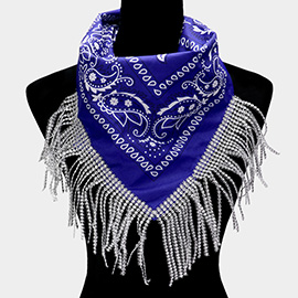 Rhinestone Like Fringe Cowgirl Bandana Scarf