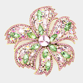 Stone Embellished Oversized Flower Pin Brooch