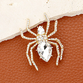 Stone Embellished Spider Pin Brooch