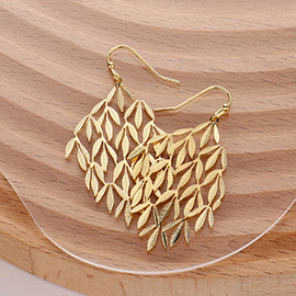 Metal Cutout Leaves Dangle Earrings