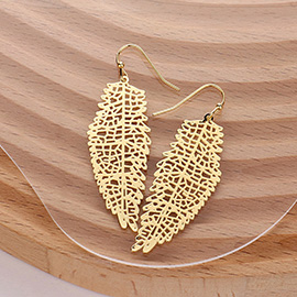 Metal Filigree Leaf Dangle Earrings