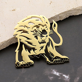 Stainless Steel Cutout Lion Pin Brooch