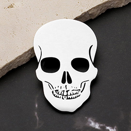 Stainless Steel Cutout Skull Pin Brooch